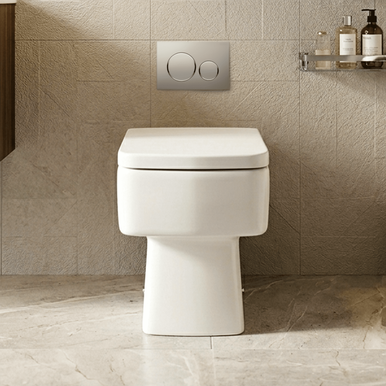 [BCOP106] Square Back to Wall Toilet Pan, Modern Compact Ceramic WC Design, 400mm x 350mm x 520mm - White by Balterley - Silo