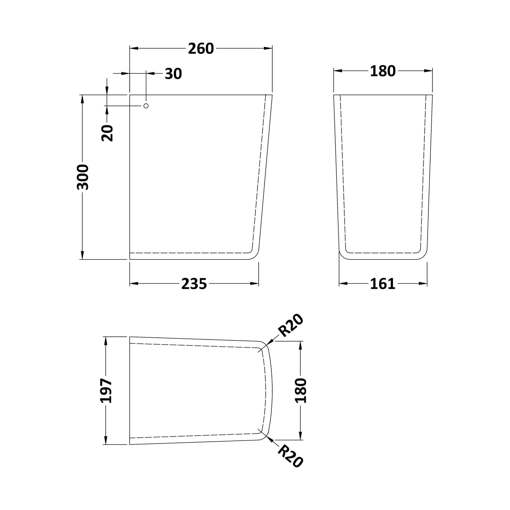 [BCOP107] Semi Pedestal - Technical Drawing