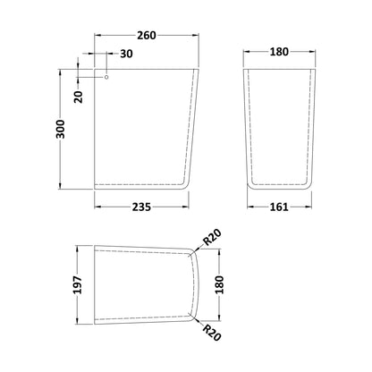 [BCOP107] Semi Pedestal - Technical Drawing