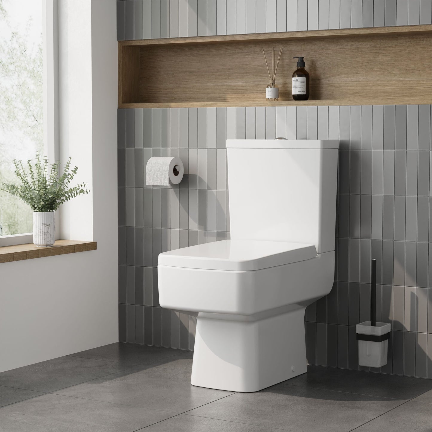 [BCOP196] Square Top Fix Soft Close Toilet Seat with Squared Edge - White - Lifestyle 2