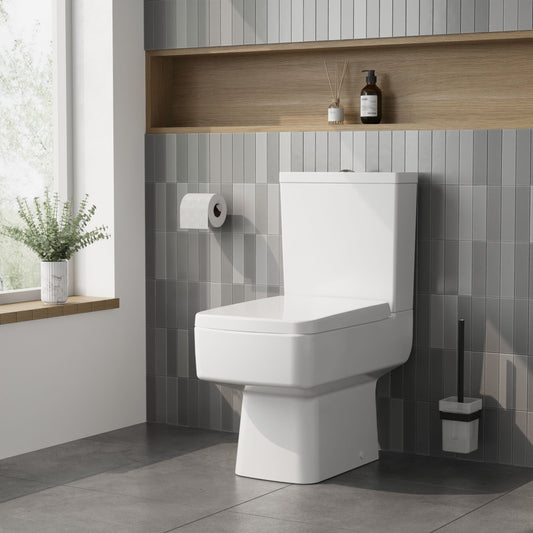 [BCOP196] Square Top Fix Soft Close Toilet Seat with Squared Edge - White - Lifestyle 2