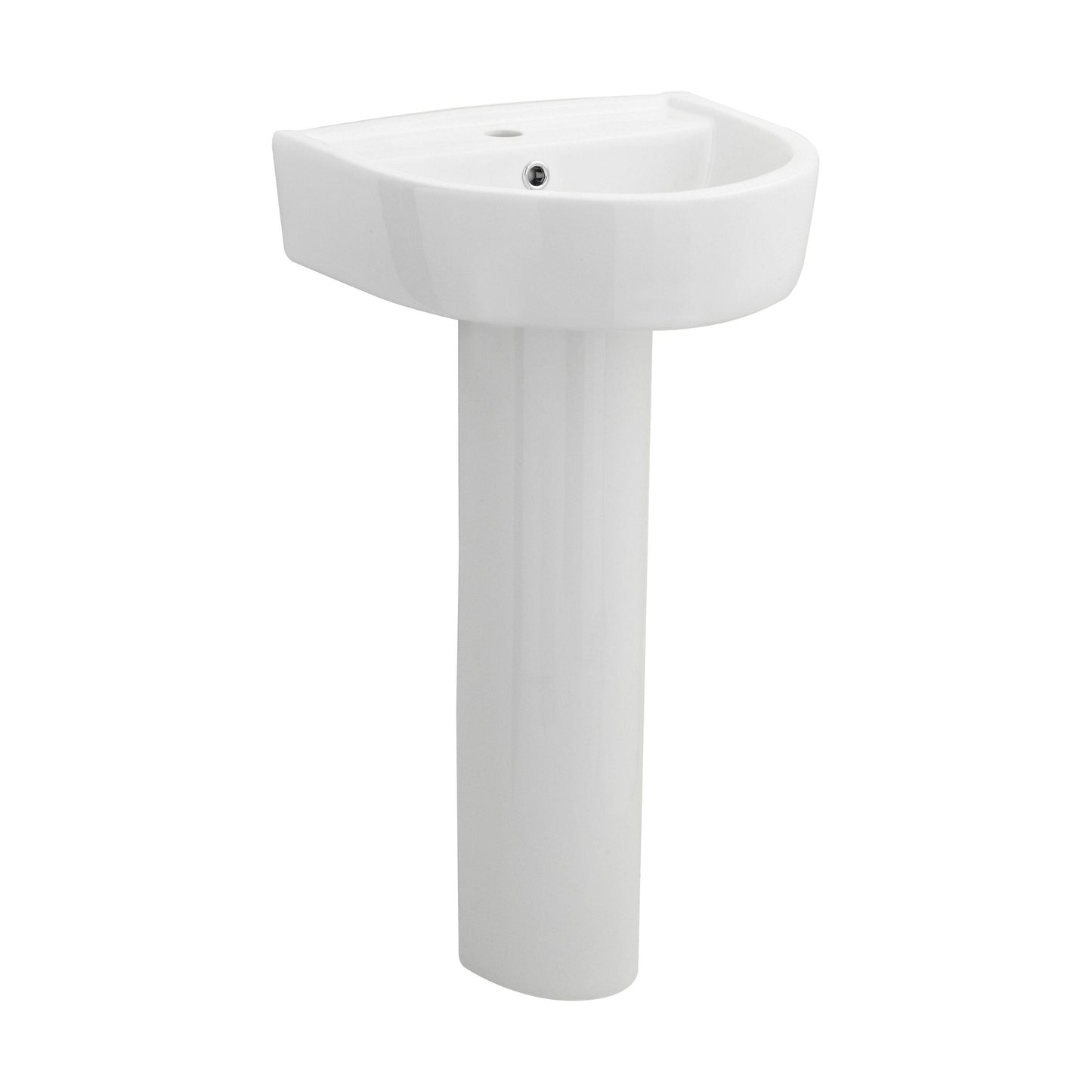 [BCPR001] Dilhorne D Shaped 1 Tap Hole Ceramic Basin and Pedestal - 520mm or 420mm - Choice of Semi or Full Pedestal - Cutout