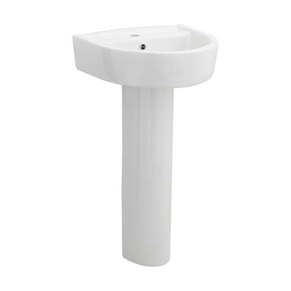 [BCPR001] Dilhorne D Shaped 1 Tap Hole Ceramic Basin and Pedestal - 520mm or 420mm - Choice of Semi or Full Pedestal - Cutout