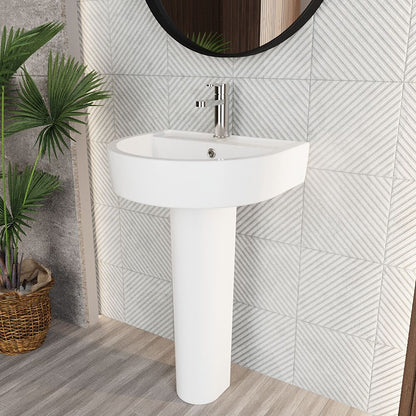 [BCPR002] Dilhorne D Shaped 1 Tap Hole Ceramic Basin and Pedestal - 520mm or 420mm - Choice of Semi or Full Pedestal - Lifestyle 3