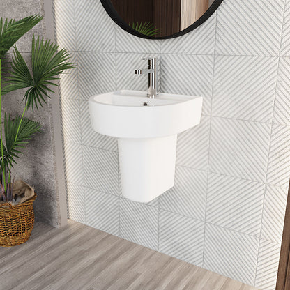 [BCPR003] Dilhorne D Shaped 1 Tap Hole Ceramic Basin and Pedestal - 520mm or 420mm - Choice of Semi or Full Pedestal - Lifestyle 3