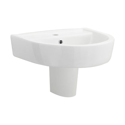 [BCPR004] Dilhorne D Shaped 1 Tap Hole Ceramic Basin and Pedestal - 520mm or 420mm - Choice of Semi or Full Pedestal - Cutout