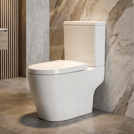[BCPR005] Dilhorne Round Semi Flush to Wall Toilet with Soft Close Seat - Silo