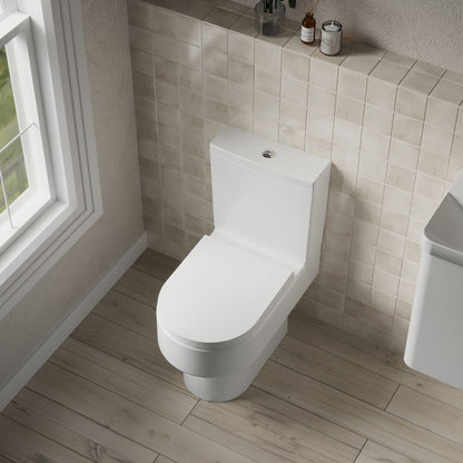 [BCPR006] Dilhorne Round Semi Flush to Wall D Shape Toilet Pan with Cistern – 790 x 380 x 660mm - Lifestyle 2