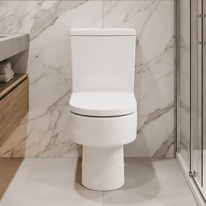 [BCPR006] Dilhorne Round Semi Flush to Wall D Shape Toilet Pan with Cistern – 790 x 380 x 660mm - Silo