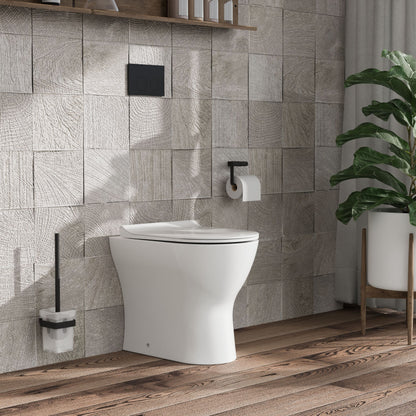 [BCQU306] Rimless Back to Wall Toilet Pan with Soft Close Sandwich Seat, Modern Compact Ceramic WC Design - White by Balterley - Lifestyle 2