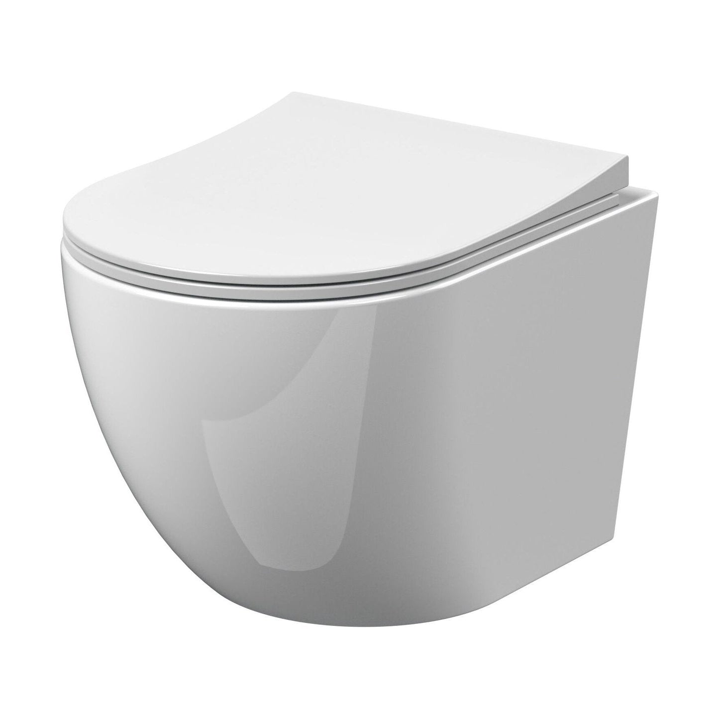 [BCQU340] Rimless Wall Hung Toilet Pan & Soft Close Sandwich Seat - 360mm x 360mm x 482mm - Cutout
