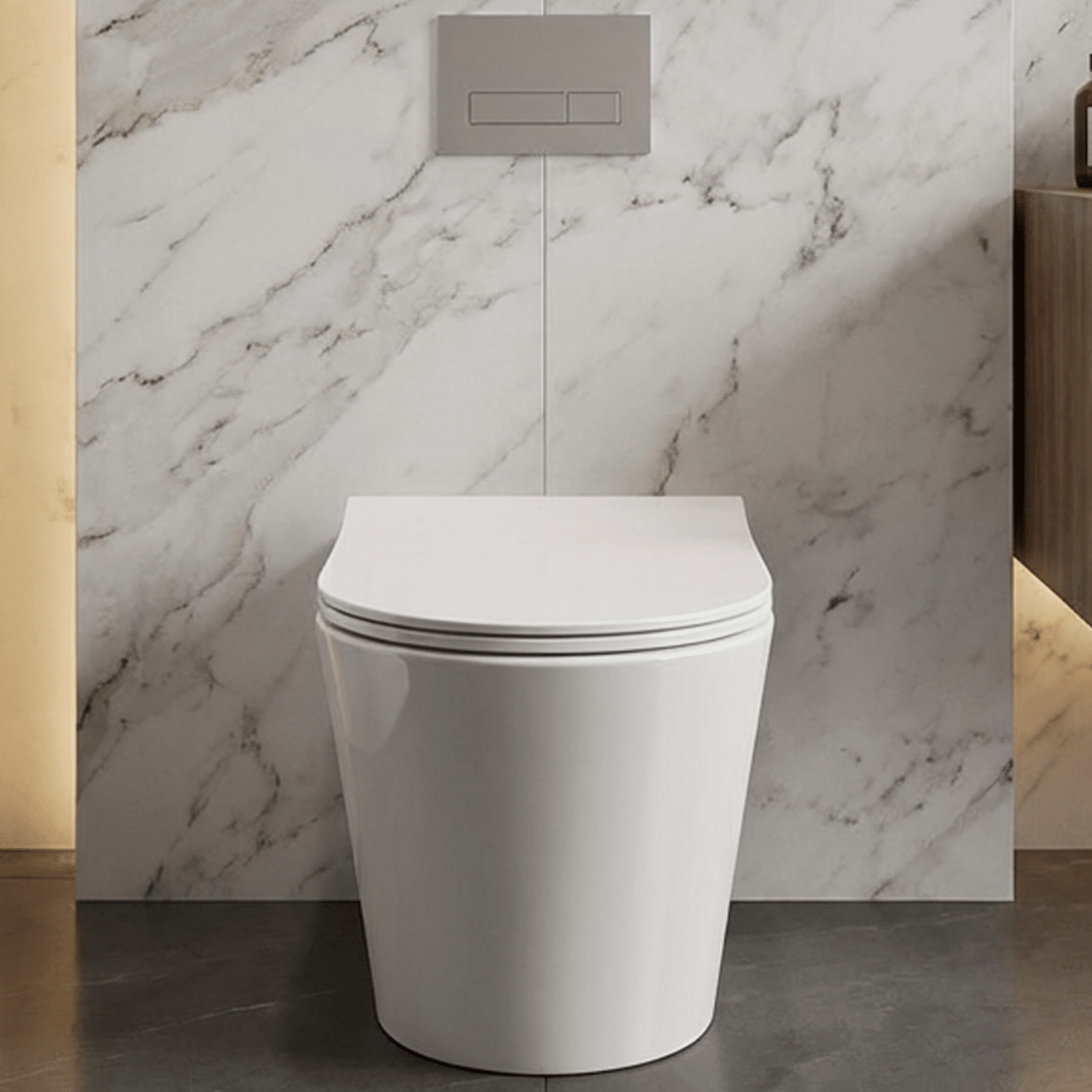 [BCQU341] Rimless Wall Hung Toilet Pan & Soft Close Sandwich Seat - 363mm x 365mm x 475mm - Silo