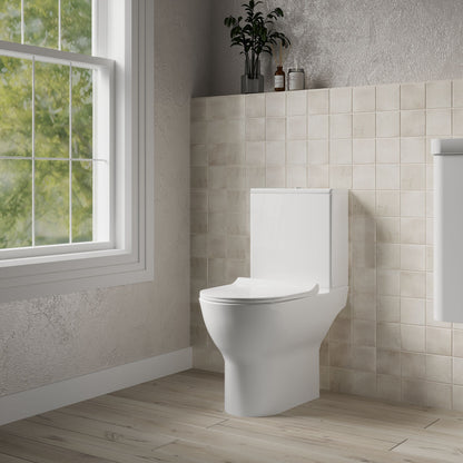 [BCQU350] Compact Rimless Toilet Pan, Cistern and Soft Close Sandwich Seat - 800mm x 375mm x 610mm - Lifestyle 3