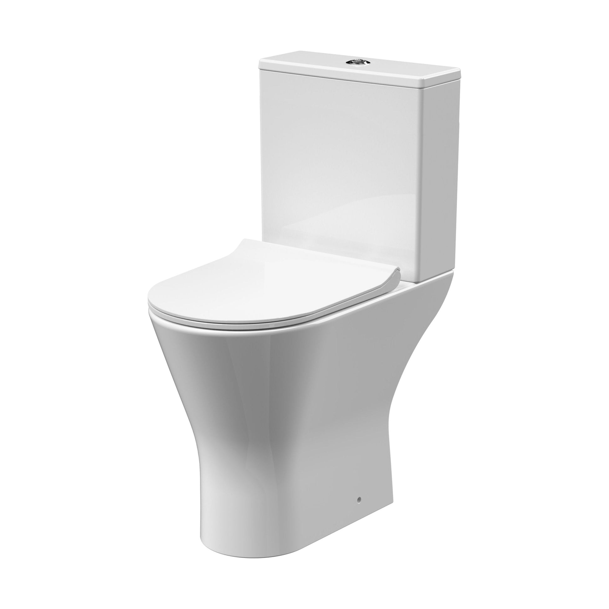 [BCQU391] Comfort Height Rimless Toilet Pan, Cistern & Soft Close Seat - 845x380x605mm - Cutout