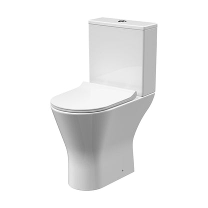 [BCQU391] Comfort Height Rimless Toilet Pan, Cistern & Soft Close Seat - 845x380x605mm - Cutout