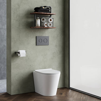 [BCQU606] Contemporary Round Rimless Back to Wall Toilet Pan with Soft Close Sandwich Seat - Lifestyle 3
