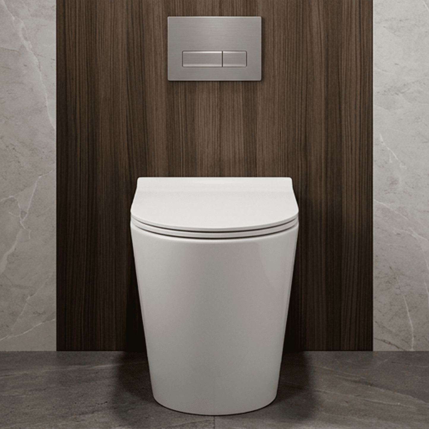 [BCQU606] Contemporary Round Rimless Back to Wall Toilet Pan with Soft Close Sandwich Seat - Silo