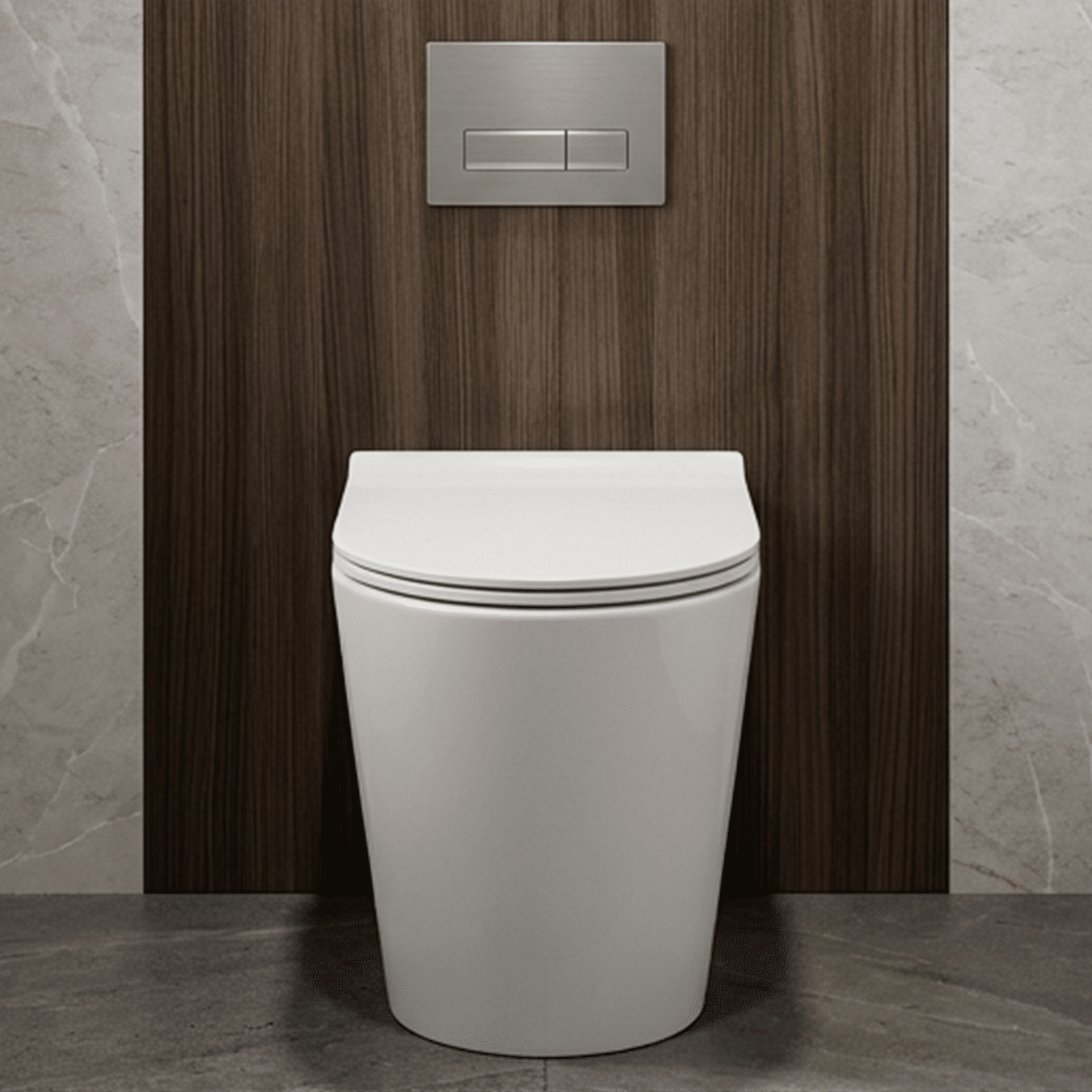 [BCQU606] Contemporary Round Rimless Back to Wall Toilet Pan with Soft Close Sandwich Seat - Silo