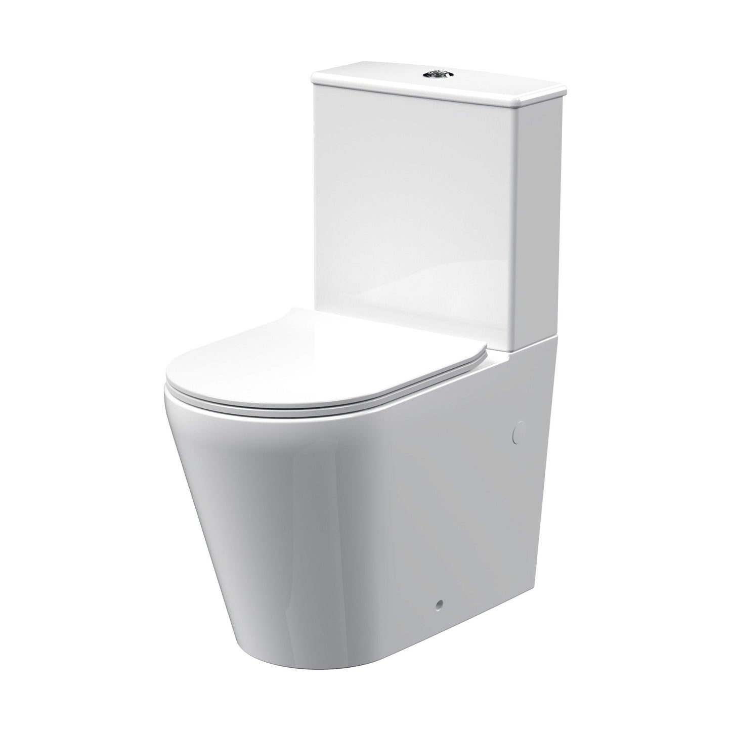 [BCQU650] Compact Rimless Flush to Wall Toilet Pan, Cistern & Soft Close Sandwich Seat - 798mm x 385mm x 612mm - Cutout