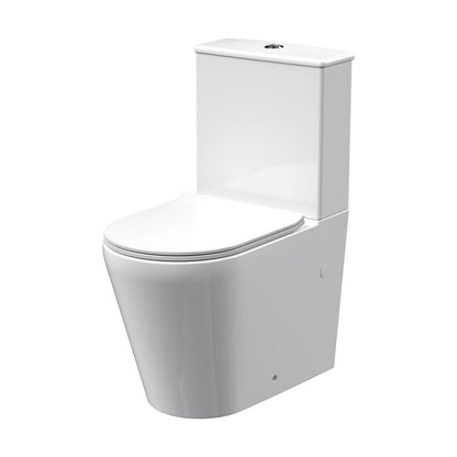 [BCQU650] Compact Rimless Flush to Wall Toilet Pan, Cistern & Soft Close Sandwich Seat - 798mm x 385mm x 612mm - Cutout