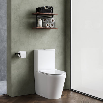 [BCQU650] Compact Rimless Flush to Wall Toilet Pan, Cistern & Soft Close Sandwich Seat - 798mm x 385mm x 612mm - Lifestyle 3