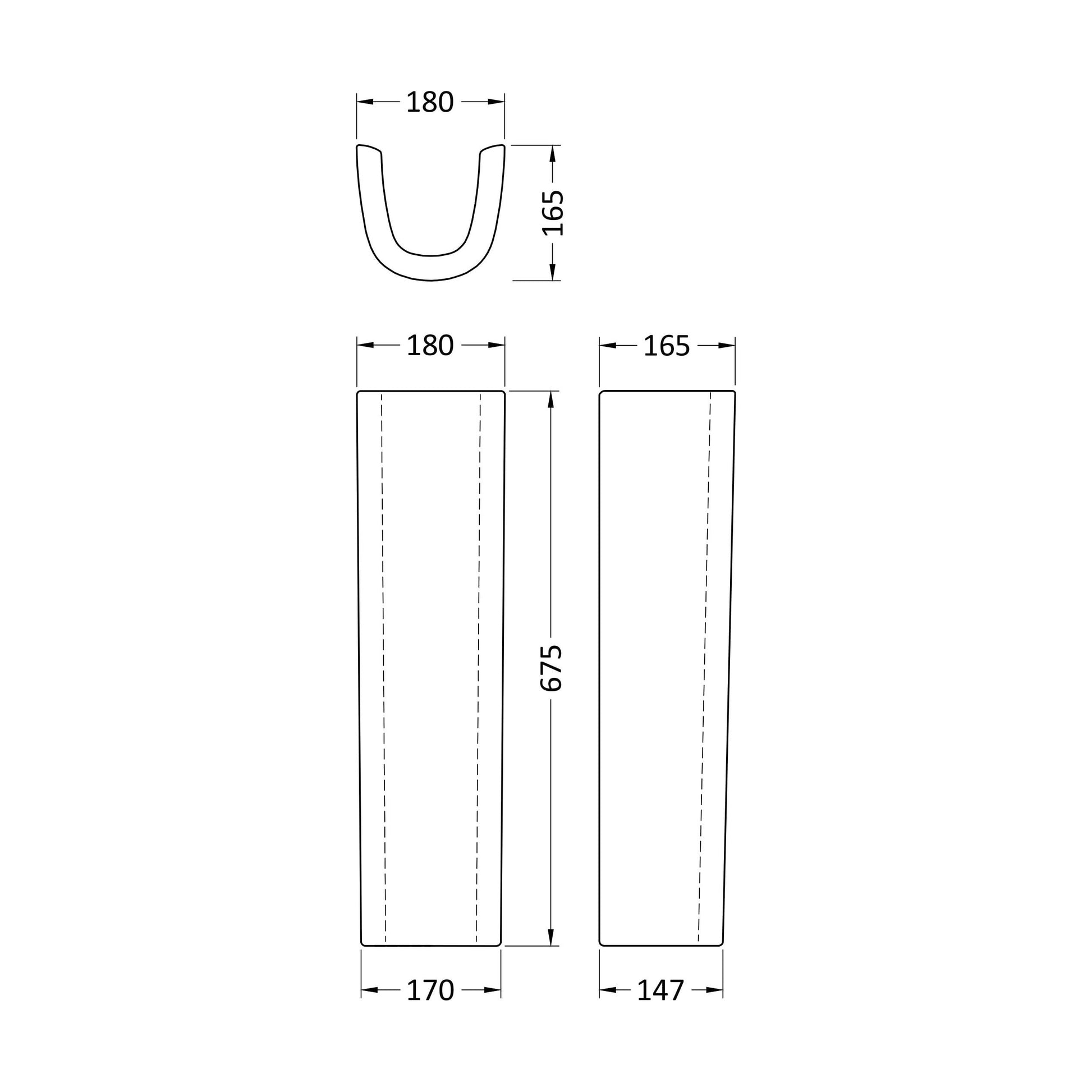 [BCRI103] Balterley 675mm Contemporary Full Pedestal - Technical Drawing