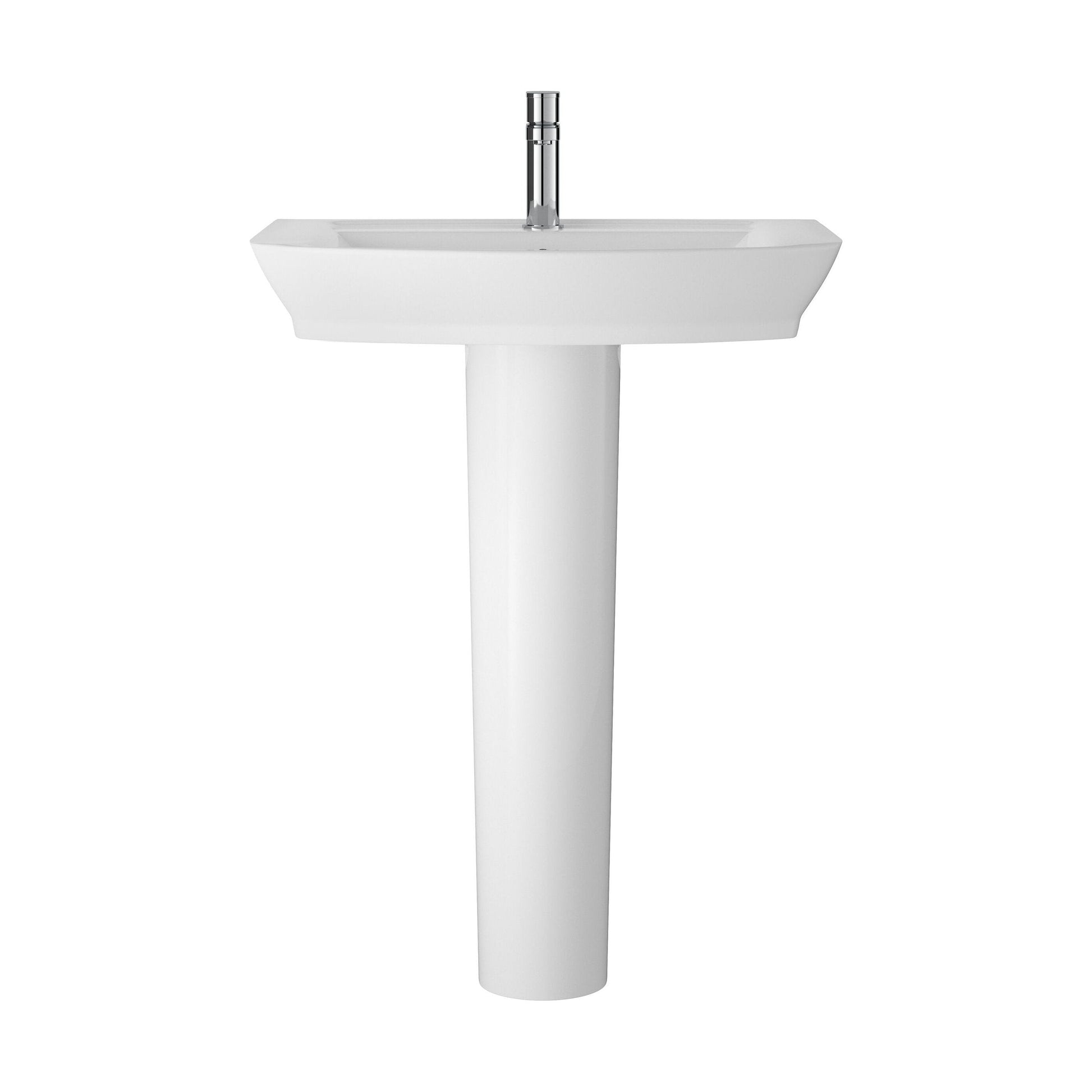 [BCSP003] Spirit Ceramic Square Basin with Full Pedestal, 650mm - Modern Bathroom Sink Design (Tap Not Included) by Balterley - Cutout