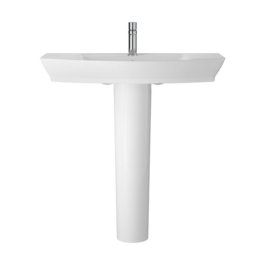 [BCSP004] Spirit Ceramic Square Basin with Full Pedestal, 850mm - Contemporary Bathroom Sink Design (Tap Not Included) by Balterley - Cutout