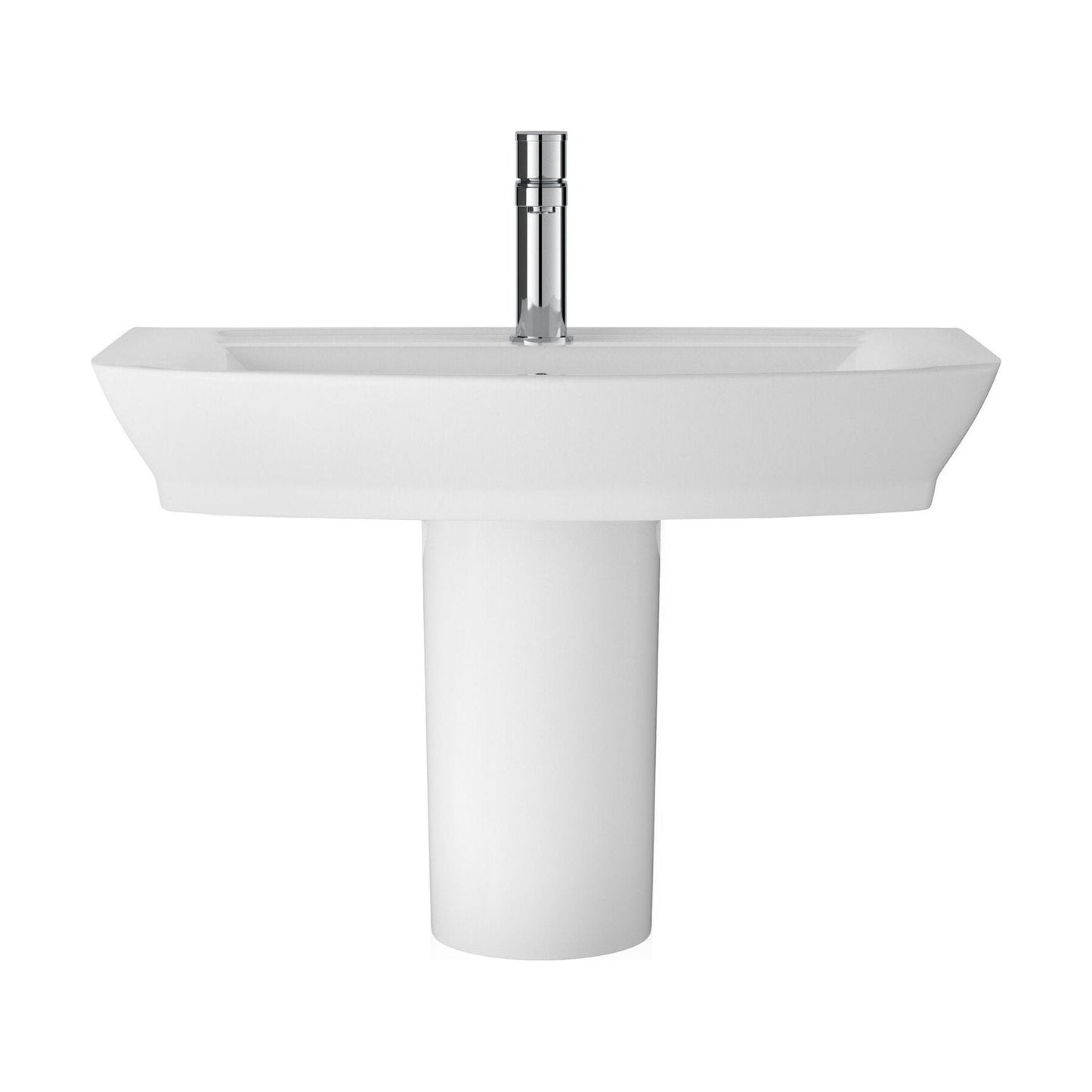 [BCSP005] Spirit Square Ceramic Basin and Semi Pedestal, 550mm - Balterley - Cutout