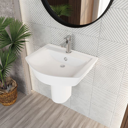 [BCSP005] Spirit Square Ceramic Basin and Semi Pedestal, 550mm - Balterley - Lifestyle 2