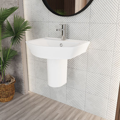 [BCSP005] Spirit Square Ceramic Basin and Semi Pedestal, 550mm - Balterley - Lifestyle 3