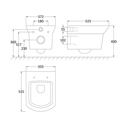 [BCSP300C] Wall Hung Pan - Technical Drawing