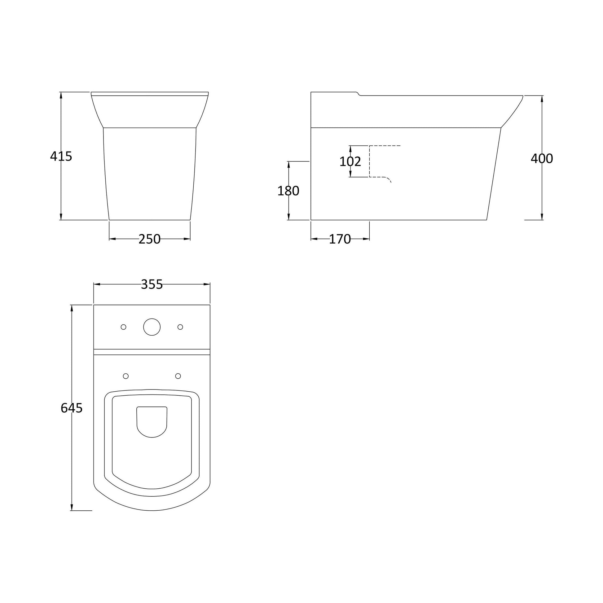 [BCSP300] Flush To Wall Cc Pan - Technical Drawing