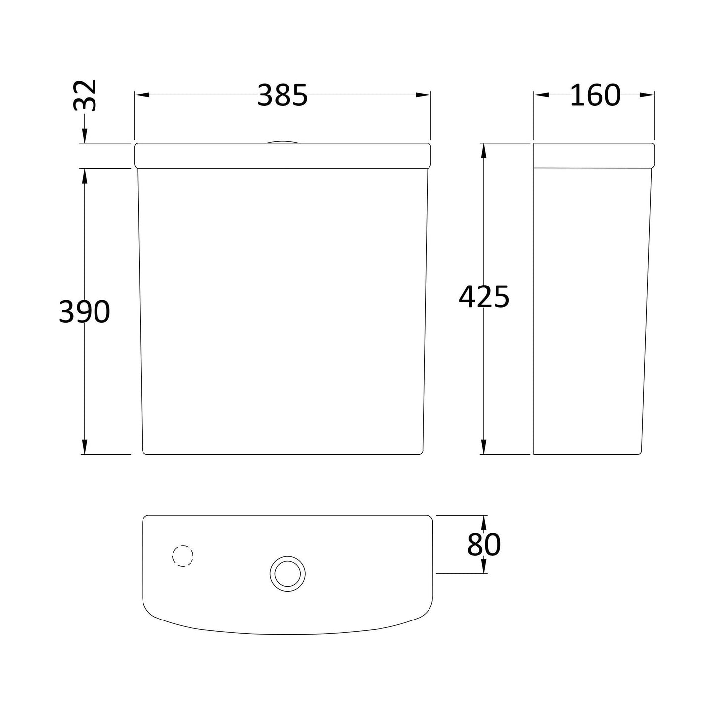 [BCSP301] Cistern C/W Fittings - Technical Drawing