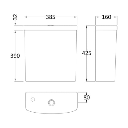 [BCSP301] Cistern C/W Fittings - Technical Drawing