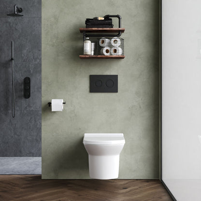 [BCSPT007] Spirit Square Wall Hung Ceramic Toilet Pan & Soft Close & Seat, 400mm - Balterley - Lifestyle 1