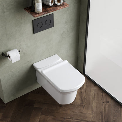 [BCSPT007] Spirit Square Wall Hung Ceramic Toilet Pan & Soft Close & Seat, 400mm - Balterley - Lifestyle 2