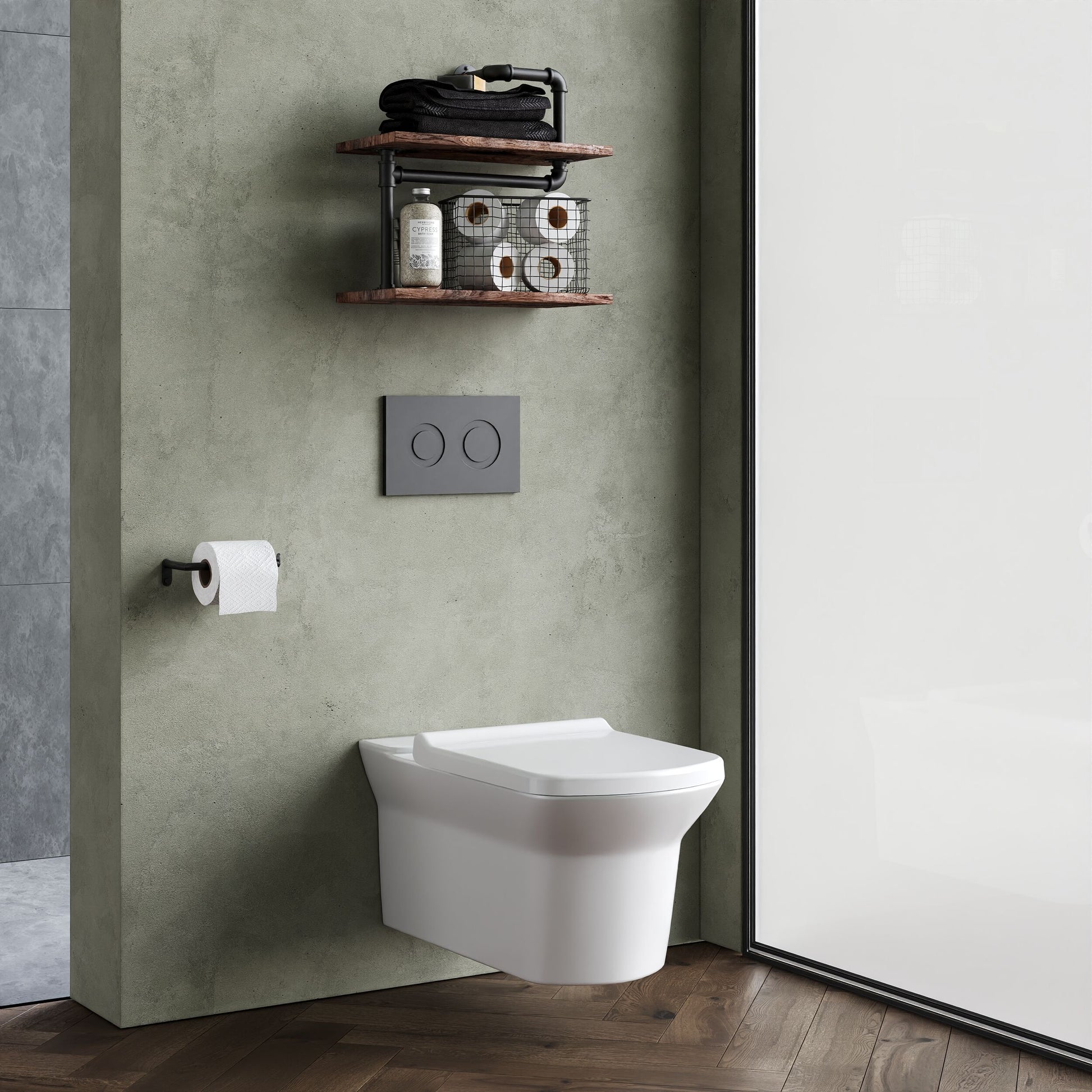 [BCSPT007] Spirit Square Wall Hung Ceramic Toilet Pan & Soft Close & Seat, 400mm - Balterley - Lifestyle 3