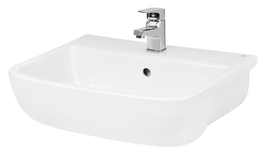 [BCSR003] Square Ceramics Semi Recessed 1 Tap Hole Minimalist Basin (Tap Not Included), 520mm - Balterley - Cutout