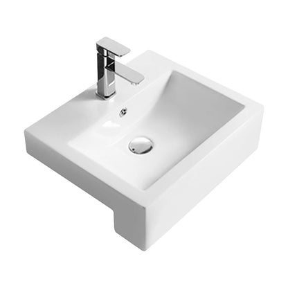 [BCSR172] Balterley Semi-Recessed Bathroom Basin, Contemporary Style, Sleek Square Design, White, Countertop Friendly, 530 mm - Cutout