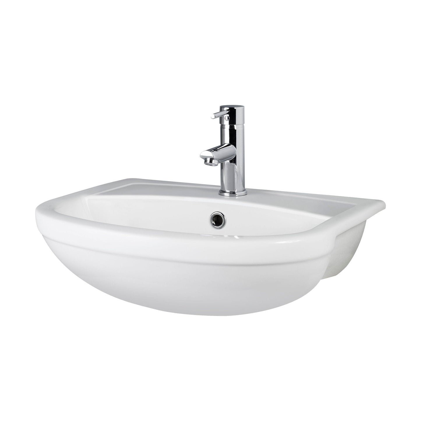 [BCSR305A] Round Ceramics Semi Recessed 1 Tap Hole Basin (Tap Not Included), 500mm - Balterley - Cutout