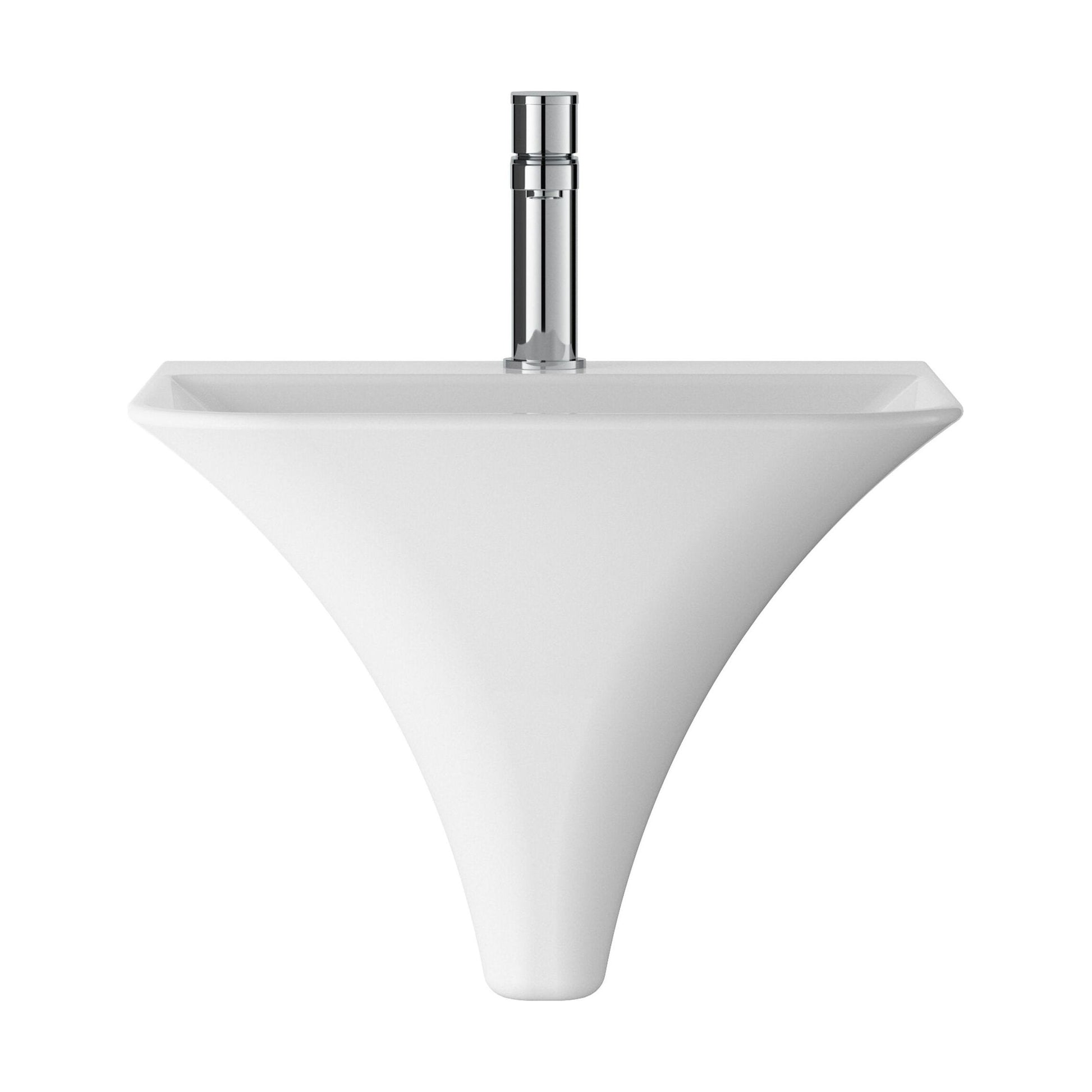 [BCSU102] Trysull Contemporary Wall Hung 1 Tap Hole Ceramic Bathroom Basin, 350 x 460 x 415mm - Cutout