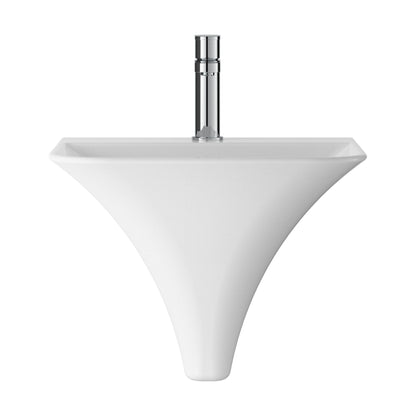 [BCSU102] Trysull Contemporary Wall Hung 1 Tap Hole Ceramic Bathroom Basin, 350 x 460 x 415mm - Cutout