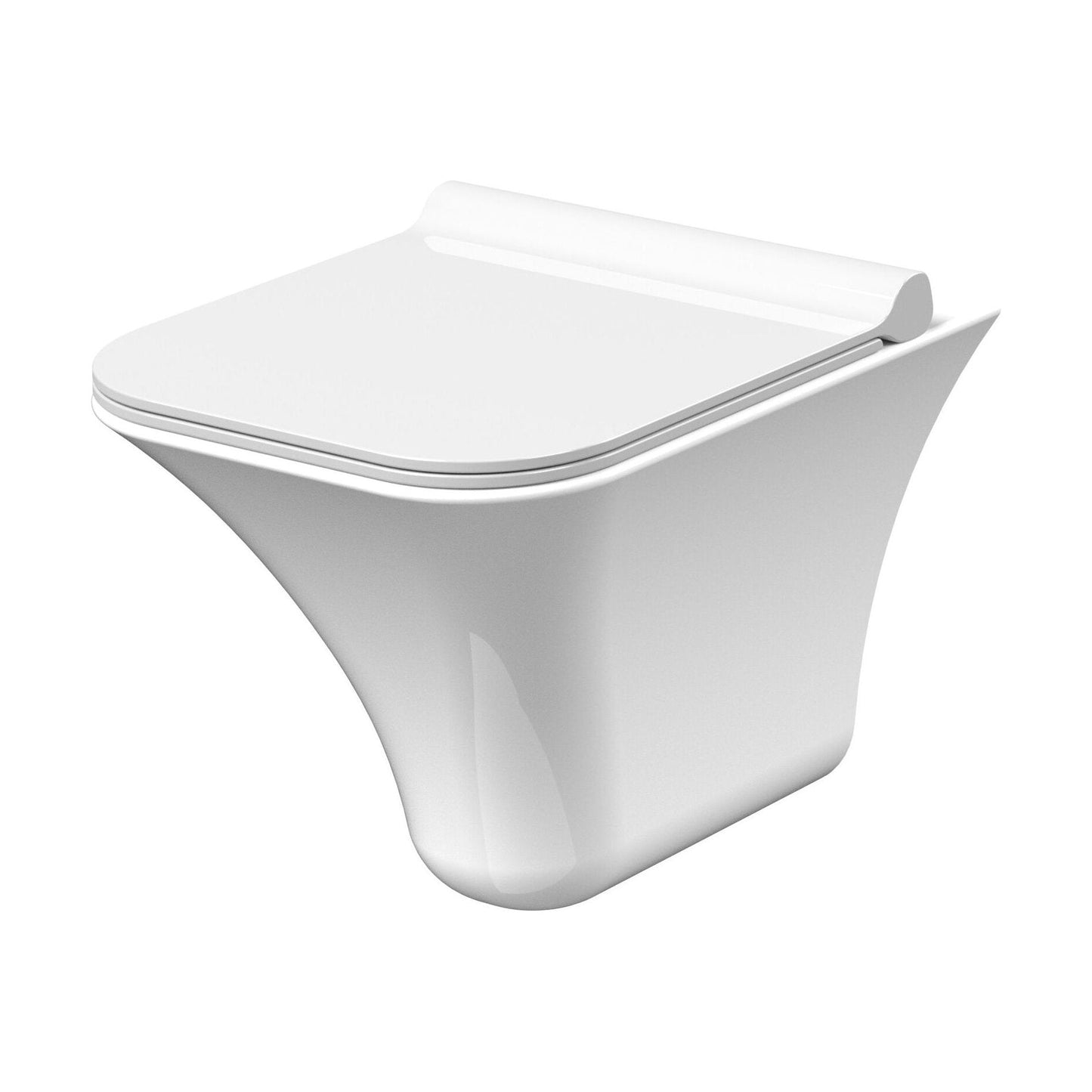 [BCSU140] Trysull Contemporary Wall Hung Rimless Toilet Pan and Seat, 355 x 350 x 490mm - Cutout