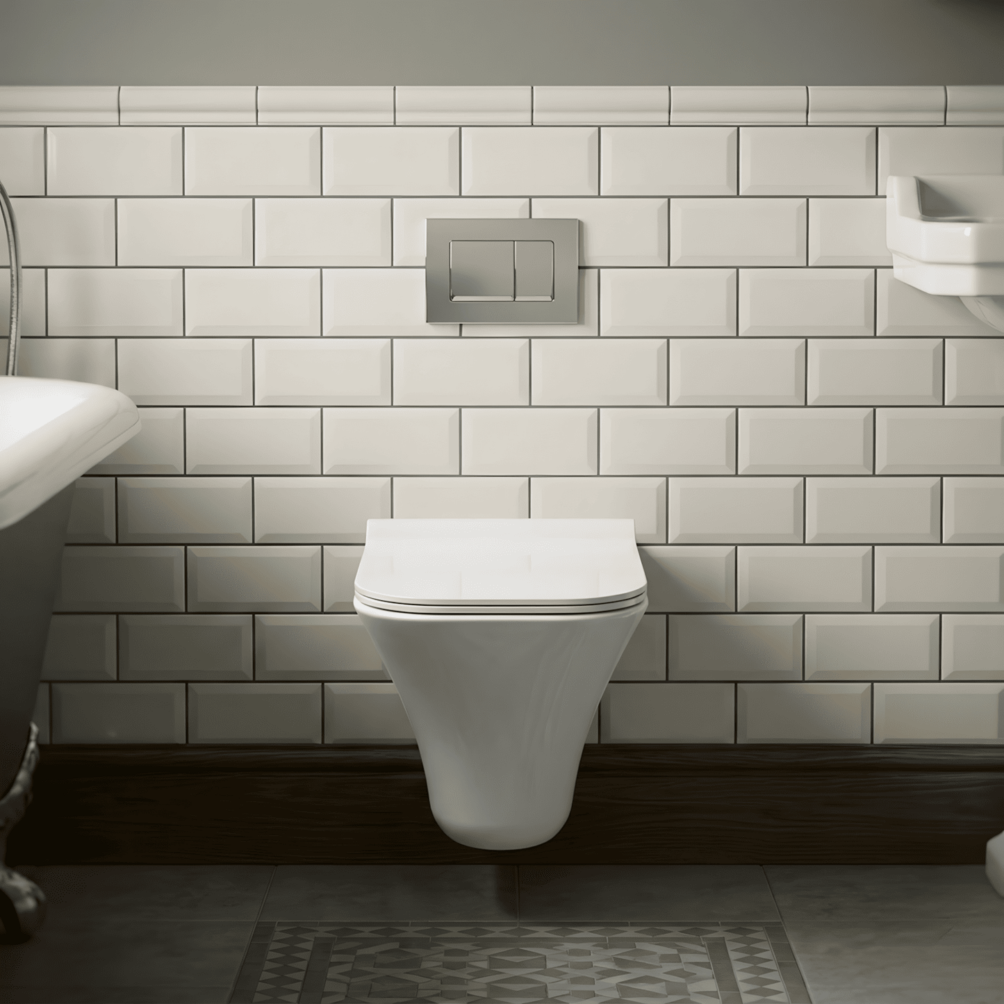 [BCSU140] Trysull Contemporary Wall Hung Rimless Toilet Pan and Seat, 355 x 350 x 490mm - Silo