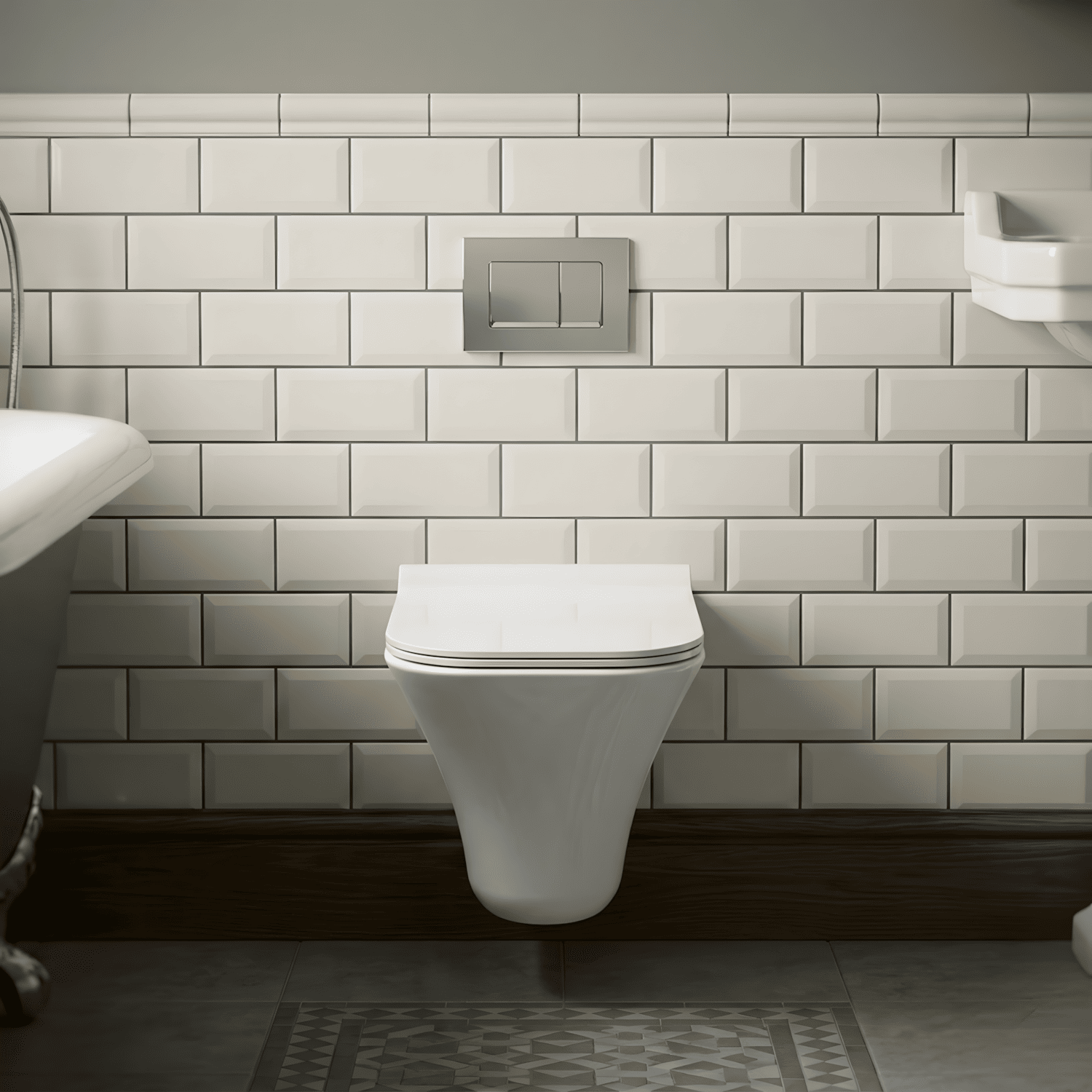 [BCSU140] Trysull Contemporary Wall Hung Rimless Toilet Pan and Seat, 355 x 350 x 490mm - Silo