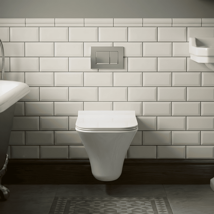 [BCSU140] Trysull Contemporary Wall Hung Rimless Toilet Pan and Seat, 355 x 350 x 490mm - Silo