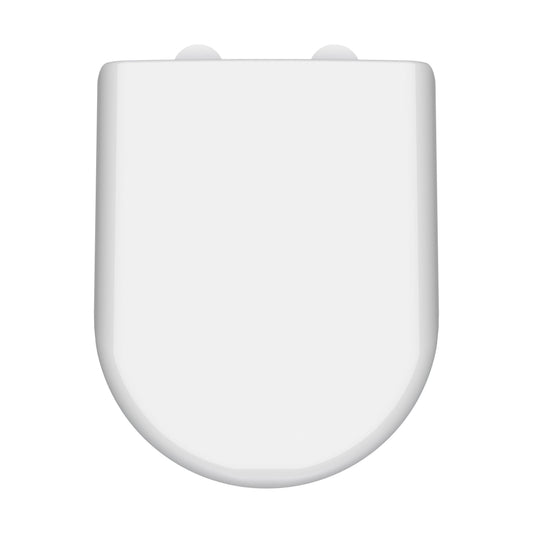 [BCTS004W] Balterley D-Shaped Soft Close Gloss White Toilet Seat With Top Fix Hinge - Cutout