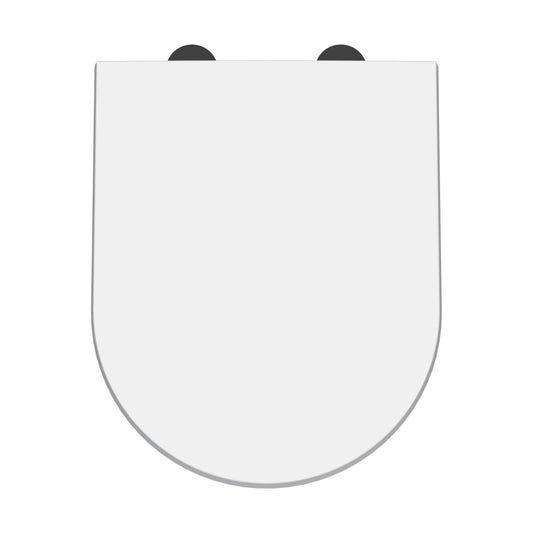 [BCTS007B] Balterley D-Shaped Soft Close Gloss White Toilet Seat With Top Fix Hinge - Cutout