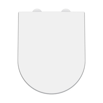 [BCTS007W] Balterley D-Shaped Soft Close Gloss White Toilet Seat With Top Fix Hinge - Cutout